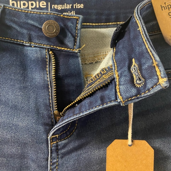 Hippie Girl Midi Jean Shorts Regular Rise Super Soft Stretch Adjustable Waist - Picture 5 of 10